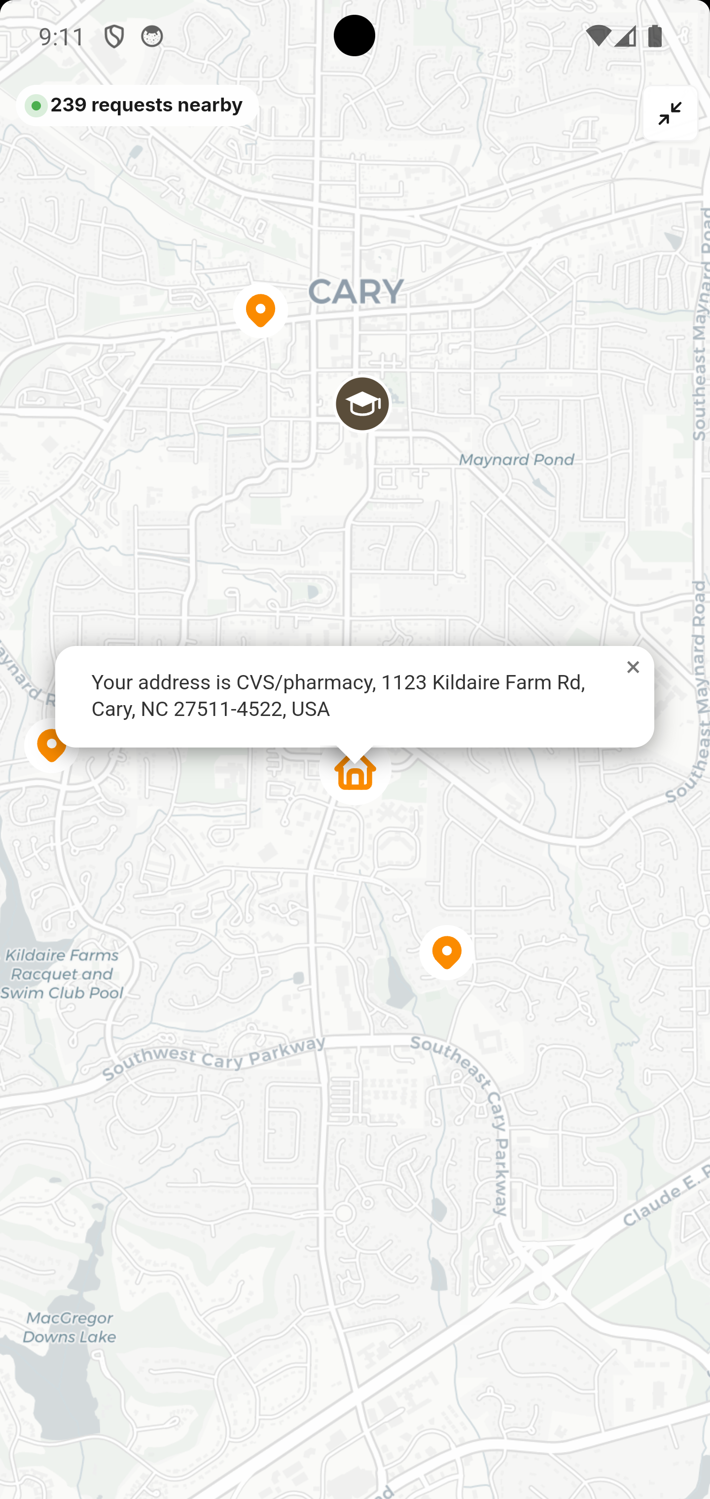 Map showing nearby families in the school community